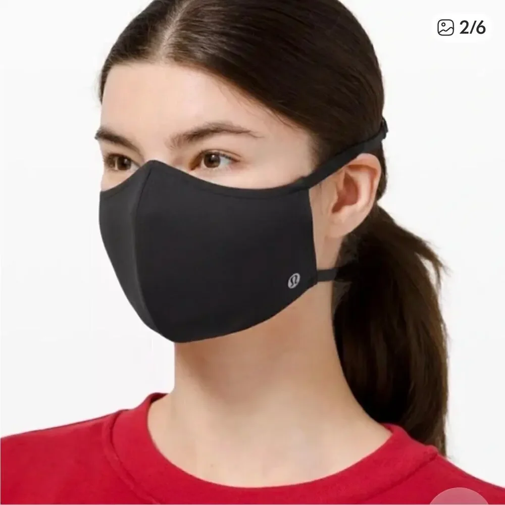2 Lululemon Black face mask double strap One size